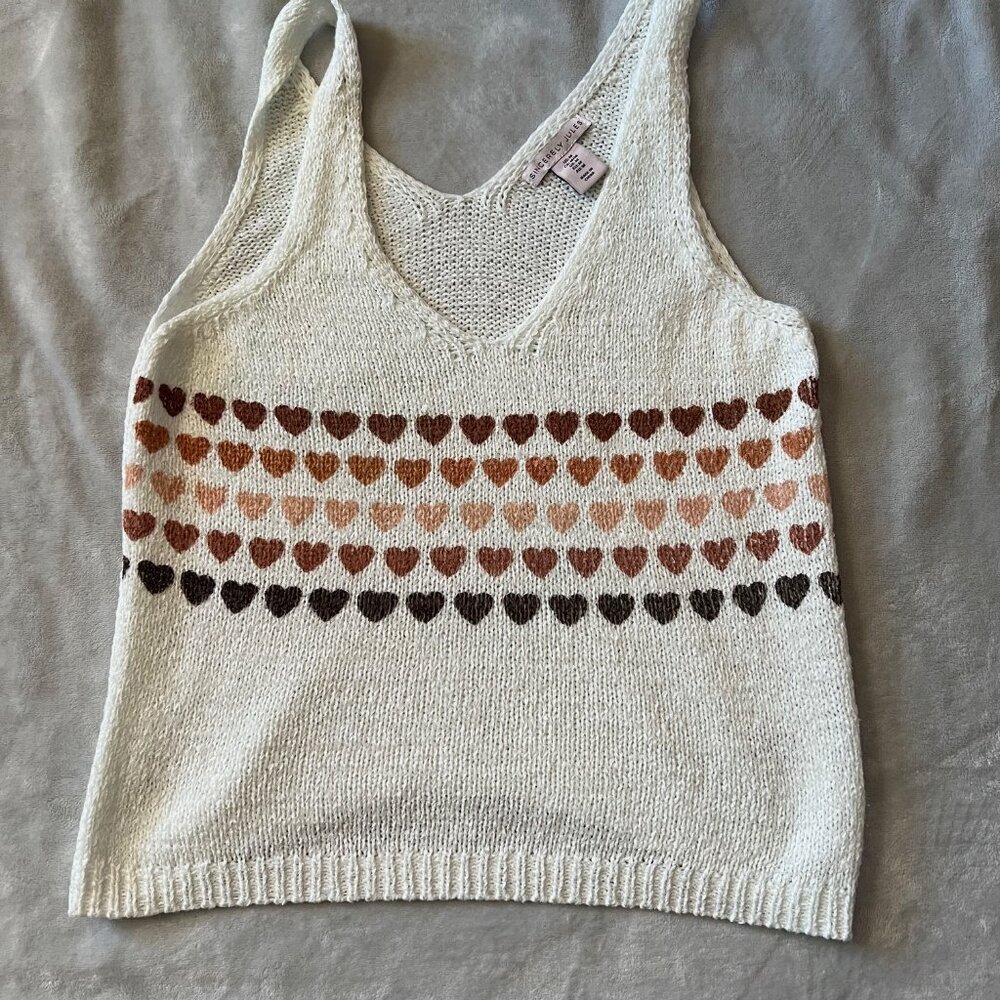 Sincerely Jules Tank Top Sweater Top With Hearts - Picture 3 of 5